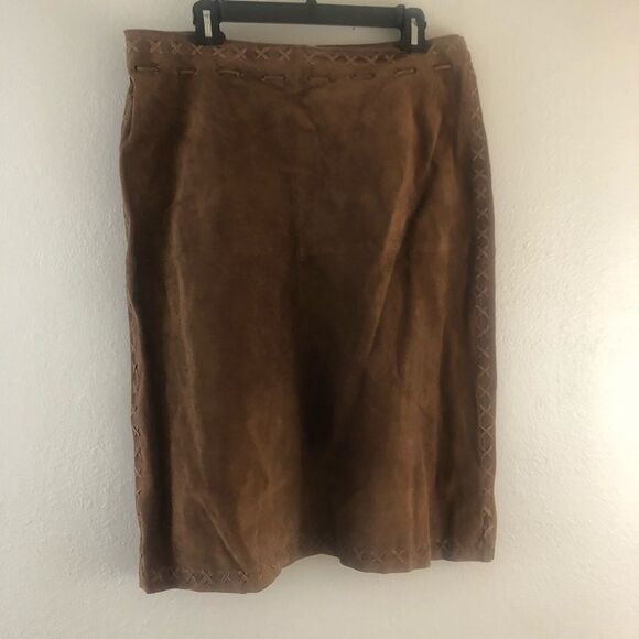 For Joseph Brown Leather Pencil Skirt  Size 32 - Picture 4 of 6